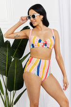 Load image into Gallery viewer, Marina West Swim Take A Dip Twist High-Rise Bikini in Stripe - Sizes S-2XL Ti Amo I love you
