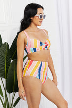 Load image into Gallery viewer, Marina West Swim Take A Dip Twist High-Rise Bikini in Stripe - Sizes S-2XL Ti Amo I love you
