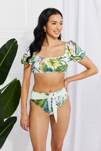 Load image into Gallery viewer, Marina West Swim Vacay Ready Puff Sleeve Bikini in Floral - Sizes S-2XL Ti Amo I love you
