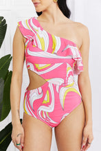 Load image into Gallery viewer, Marina West Swim Vitamin C Asymmetric Cutout Ruffle Swimsuit in Pink - Only Sizes XS-XL Left Ti Amo I love you
