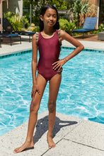 Load image into Gallery viewer, Marina West Swim Wave Break Contrast Trim One-Piece in Wine - Sizes 18mths- Kids 10/11 Ti Amo I love you
