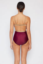 Load image into Gallery viewer, Marina West Swim Wave Break Contrast Trim One-Piece in Wine - Sizes S-2XL Ti Amo I love you
