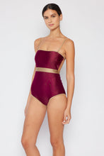 Load image into Gallery viewer, Marina West Swim Wave Break Contrast Trim One-Piece in Wine - Sizes S-2XL Ti Amo I love you
