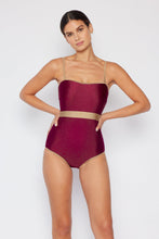 Load image into Gallery viewer, Marina West Swim Wave Break Contrast Trim One-Piece in Wine - Sizes S-2XL Ti Amo I love you
