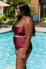 Load image into Gallery viewer, Marina West Swim Wave Break Contrast Trim One-Piece in Wine - Sizes S-2XL Ti Amo I love you
