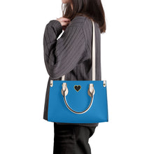 Load image into Gallery viewer, Ti Amo I love you - Exclusive Brand - Water Blue - Luxury Womens PU Tote Bag - Cream Straps
