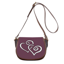 Load image into Gallery viewer, Ti Amo I love you - Exclusive Brand - Brownish Purple - Double White Heart - Saddle Bag
