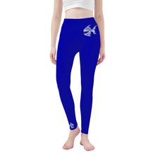 Load image into Gallery viewer, Ti Amo I love you - Exclusive Brand - Royal Blue - Angry Fish  - Womens / Teen Girls  / Womens Plus Size  - Yoga Leggings - Sizes XS-3XL
