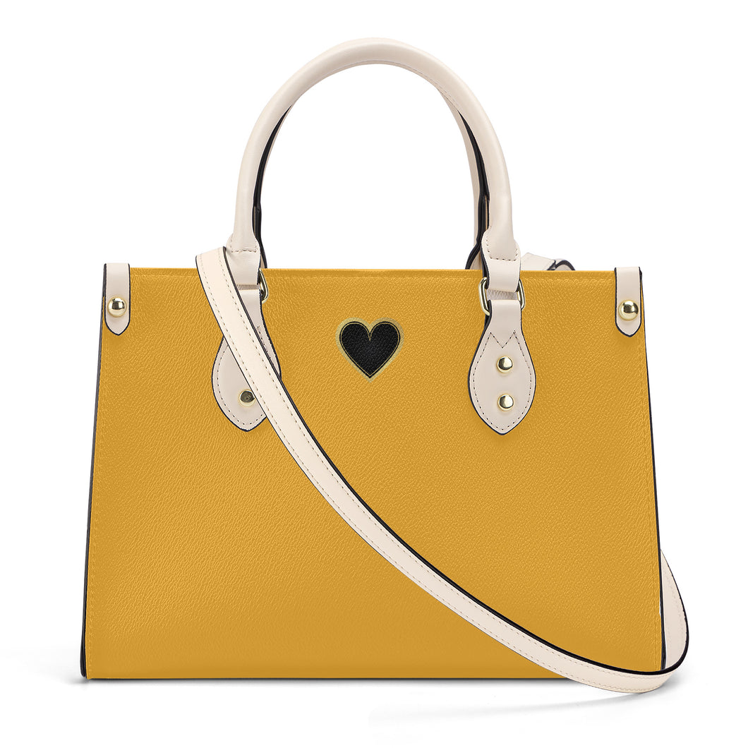 Ti Amo I love you - Exclusive Brand - Sea Buckthorn - Luxury Womens PU Tote Bag - Cream Straps