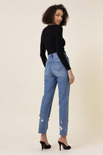 Load image into Gallery viewer, Medium Stone - High Waisted Straight Legged Jeans Ti Amo I love you
