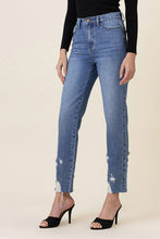 Load image into Gallery viewer, Medium Stone - High Waisted Straight Legged Jeans Ti Amo I love you
