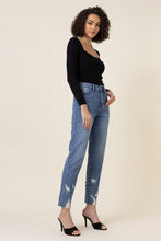 Load image into Gallery viewer, Medium Stone - High Waisted Straight Legged Jeans Ti Amo I love you
