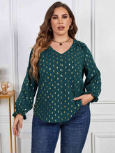 Load image into Gallery viewer, Melo Apparel Plus Size Printed Frill Trim Flounce Sleeve Blouse - Sizes 1XL-4XL Ti Amo I love you
