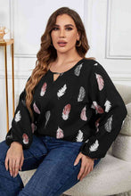 Load image into Gallery viewer, Melo Apparel Plus Size Printed Round Neck Long Sleeve Cutout Blouse - Sizes 1XL-4XL Ti Amo I love you
