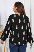 Load image into Gallery viewer, Melo Apparel Plus Size Printed Round Neck Long Sleeve Cutout Blouse - Sizes 1XL-4XL Ti Amo I love you
