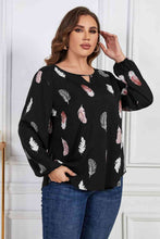 Load image into Gallery viewer, Melo Apparel Plus Size Printed Round Neck Long Sleeve Cutout Blouse - Sizes 1XL-4XL Ti Amo I love you
