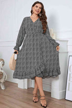 Load image into Gallery viewer, Melo Apparel Plus Size Printed V-Neck Flounce Sleeve Midi Dress Ti Amo I love you
