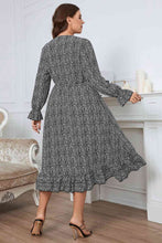 Load image into Gallery viewer, Melo Apparel Plus Size Printed V-Neck Flounce Sleeve Midi Dress Ti Amo I love you
