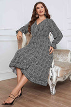 Load image into Gallery viewer, Melo Apparel Plus Size Printed V-Neck Flounce Sleeve Midi Dress Ti Amo I love you
