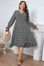 Load image into Gallery viewer, Melo Apparel Plus Size Printed V-Neck Flounce Sleeve Midi Dress Ti Amo I love you
