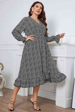 Load image into Gallery viewer, Melo Apparel Plus Size Printed V-Neck Flounce Sleeve Midi Dress Ti Amo I love you
