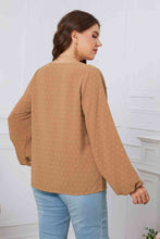 Load image into Gallery viewer, Melo Apparel Plus Size Swiss Dot Frill Trim Round Neck Blouse Ti Amo I love you
