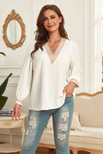 Load image into Gallery viewer, Melo Apparel Plus Size V-Neck Puff Sleeve Blouse Ti Amo I love you
