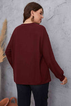 Load image into Gallery viewer, Melo Apparel - Plus Size - Wine - V-Neck Dropped Shoulder Blouse - Sizes 1XL-4XL Ti Amo I love you
