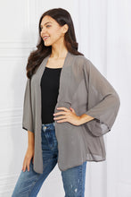 Load image into Gallery viewer, Melody Just Breathe Full Size Chiffon Kimono in Grey Ti Amo I love you
