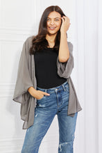 Load image into Gallery viewer, Melody Just Breathe Full Size Chiffon Kimono in Grey Ti Amo I love you
