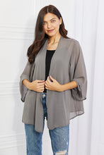 Load image into Gallery viewer, Melody Just Breathe Full Size Chiffon Kimono in Grey Ti Amo I love you
