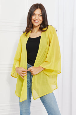 Melody Just Breathe Full Size Chiffon Kimono in Yellow Ti Amo I love you