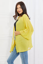 Load image into Gallery viewer, Melody Just Breathe Full Size Chiffon Kimono in Yellow Ti Amo I love you
