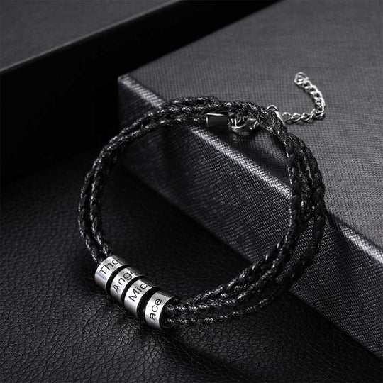 Men Bracelet with Custom Stainless Steel Beads Ti Amo I love you
