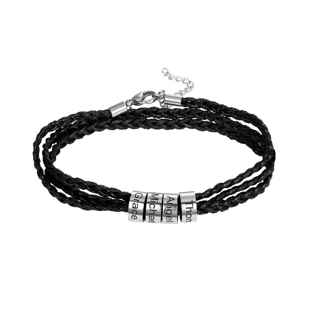 Men Bracelet with Custom Stainless Steel Beads Ti Amo I love you