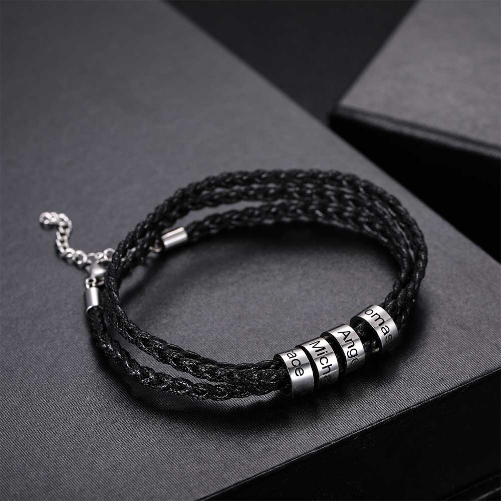 Men Bracelet with Custom Stainless Steel Beads Ti Amo I love you