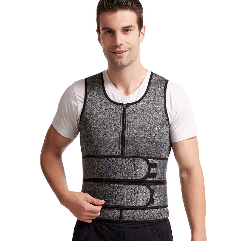 Men  - Fitness Shapewear Sauna Vest Waist Trainer - Double Belt Sweat Body Shaper Ti Amo I love you