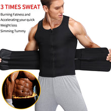 Load image into Gallery viewer, Men  - Fitness Shapewear Sauna Vest Waist Trainer - Double Belt Sweat Body Shaper Ti Amo I love you
