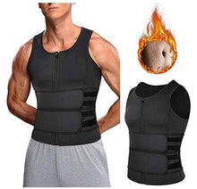 Load image into Gallery viewer, Men  - Fitness Shapewear Sauna Vest Waist Trainer - Double Belt Sweat Body Shaper Ti Amo I love you
