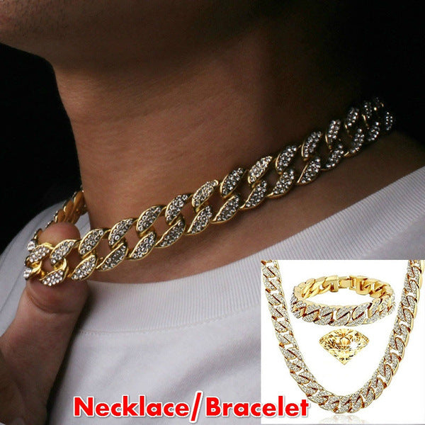 Men's Hip Hop Cuba Necklace Jewelry Set Necklace Men's Clothes Accessories Ti Amo I love you