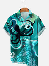 Load image into Gallery viewer, Men&#39;s Octopus Sea Pattern Short Sleeve Hawaiian Shirt Ti Amo I love you
