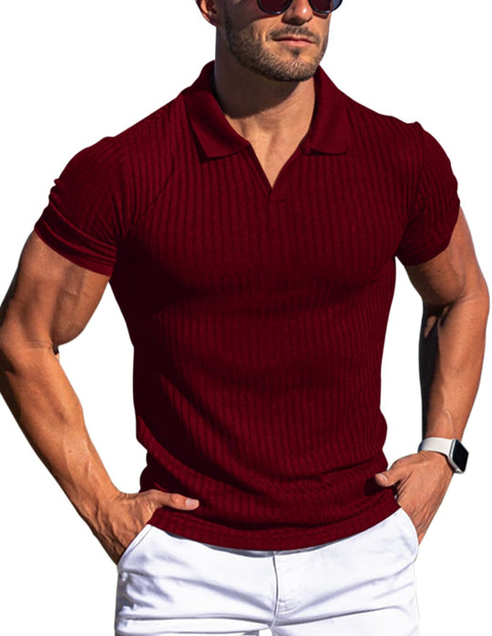 Men's V neck - Slim Fit -Knit - Short Sleeve - Polo Shirt - Sizes S-3XL Ti Amo I love you