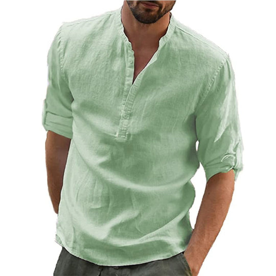 Mens - Casual  Long Sleeve Cotton Linen Shirt - Loose Men's Tops - Spring Autumn - Casual  Men's Shirts - Sizes  S-3XL Ti Amo I love you