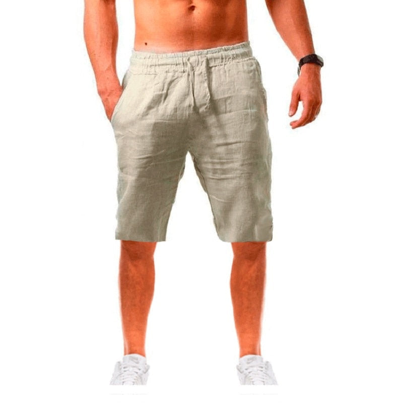 Mens - Cotton Linen Shorts - Summer Breathable Solid Color Linen Shorts- Fitness - Beachwear - Streetwear S-3XL Ti Amo I love you