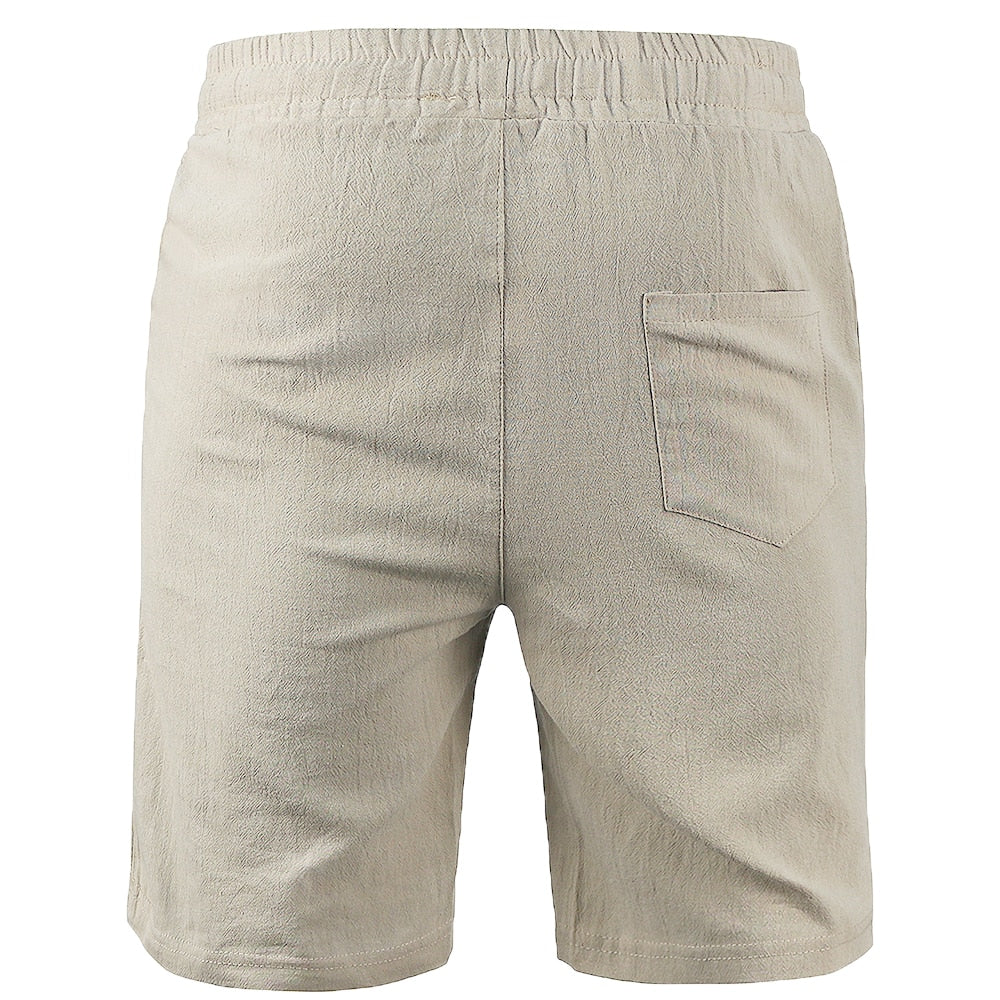 Mens - Cotton Linen Shorts - Summer Breathable Solid Color Linen Shorts- Fitness - Beachwear - Streetwear S-3XL Ti Amo I love you