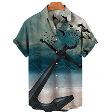 Load image into Gallery viewer, Mens - Hawaiian Shirt Loose Shirt Sleeves Sailboat Compass Marine Retro Shirts  - Sizes S-4XL Ti Amo I love you
