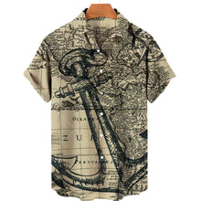 Load image into Gallery viewer, Mens - Hawaiian Shirt Loose Shirt Sleeves Sailboat Compass Marine Retro Shirts  - Sizes S-4XL Ti Amo I love you
