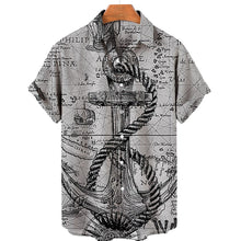 Load image into Gallery viewer, Mens - Hawaiian Shirt Loose Shirt Sleeves Sailboat Compass Marine Retro Shirts  - Sizes S-4XL Ti Amo I love you
