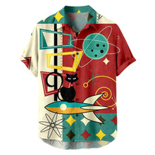 Load image into Gallery viewer, Mens Hawaiian Short Sleeve Shirts Summer Shirts - Casual Rocket Shirts - Single-breasted Lapel Shirt - Sizes M-3XL Ti Amo I love you
