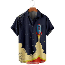 Load image into Gallery viewer, Mens Hawaiian Short Sleeve Shirts Summer Shirts - Casual Rocket Shirts - Single-breasted Lapel Shirt - Sizes M-3XL Ti Amo I love you
